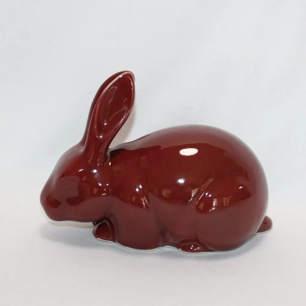 Burgundy Ceramic Decorative Bunny